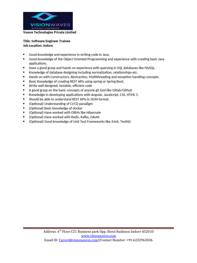 Software Engineer Trainee | PDF
