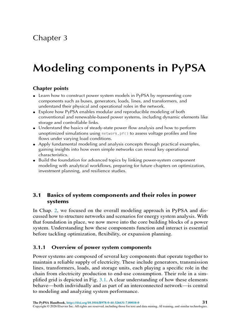 Chapter 3 Modeling Components in PyPSA 2026 The PyPSA Handbook | PDF ...