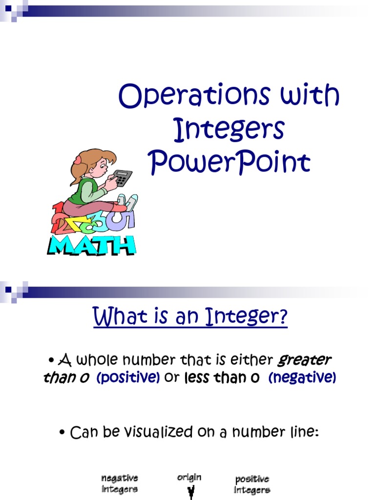 Operations With Integers Powerpoint | PDF | Subtraction | Numbers