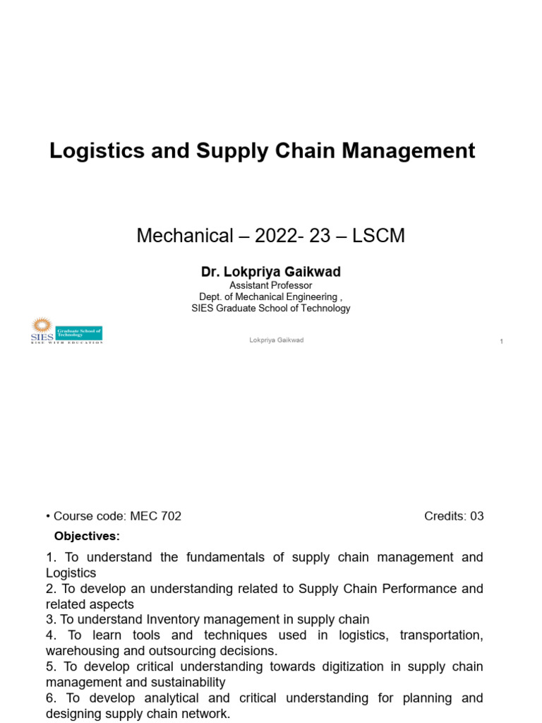 Module 1 Introduction Supply Chain | PDF | Supply Chain | Supply Chain ...