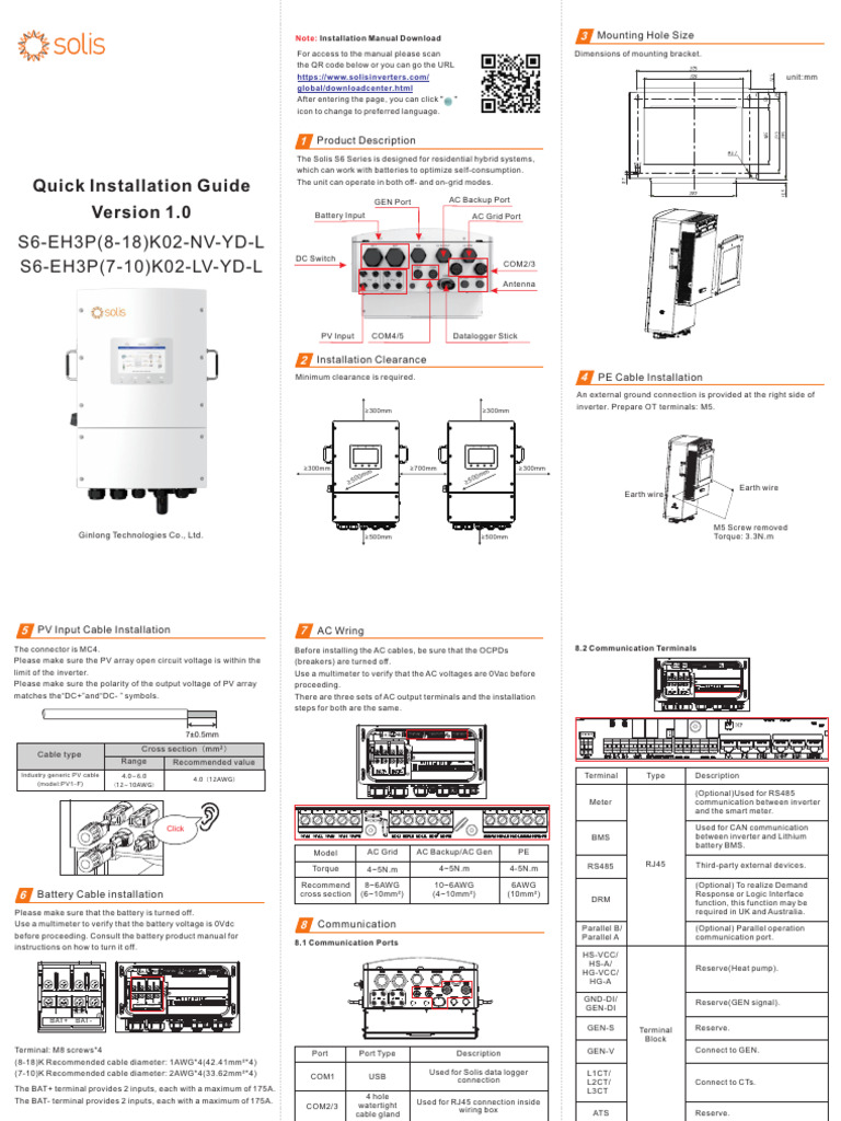 S6 EH3P18K02 Quick Installation Manual | PDF