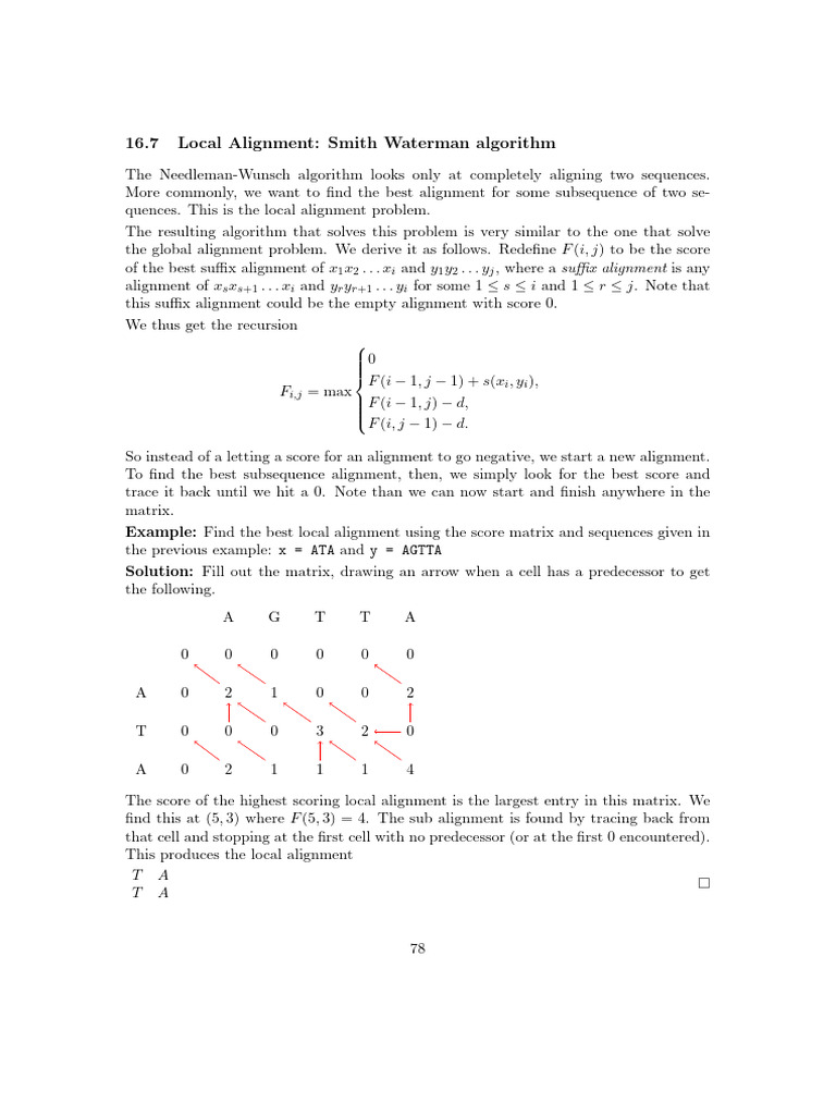 Smithwaterman Algorithm | PDF | Sequence Alignment | Applied Mathematics