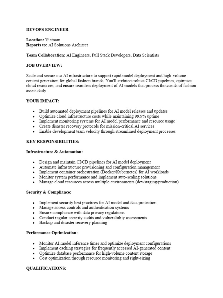 Devops Engineer | PDF | Cloud Computing | Artificial Intelligence