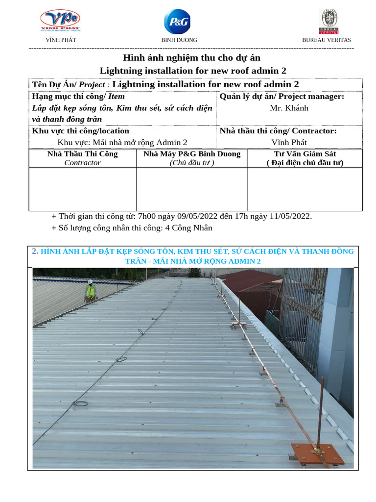 Lightning Installation For New Roof Admin 2 - Hinh Anh Lap Dat | PDF