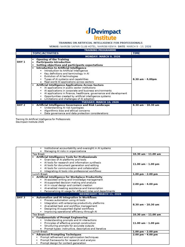 TT - Training On Artificial Intelligence For Professionals | PDF