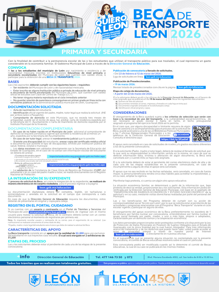 Prim-Sec Beca de Transporte 2026 | PDF | Beca