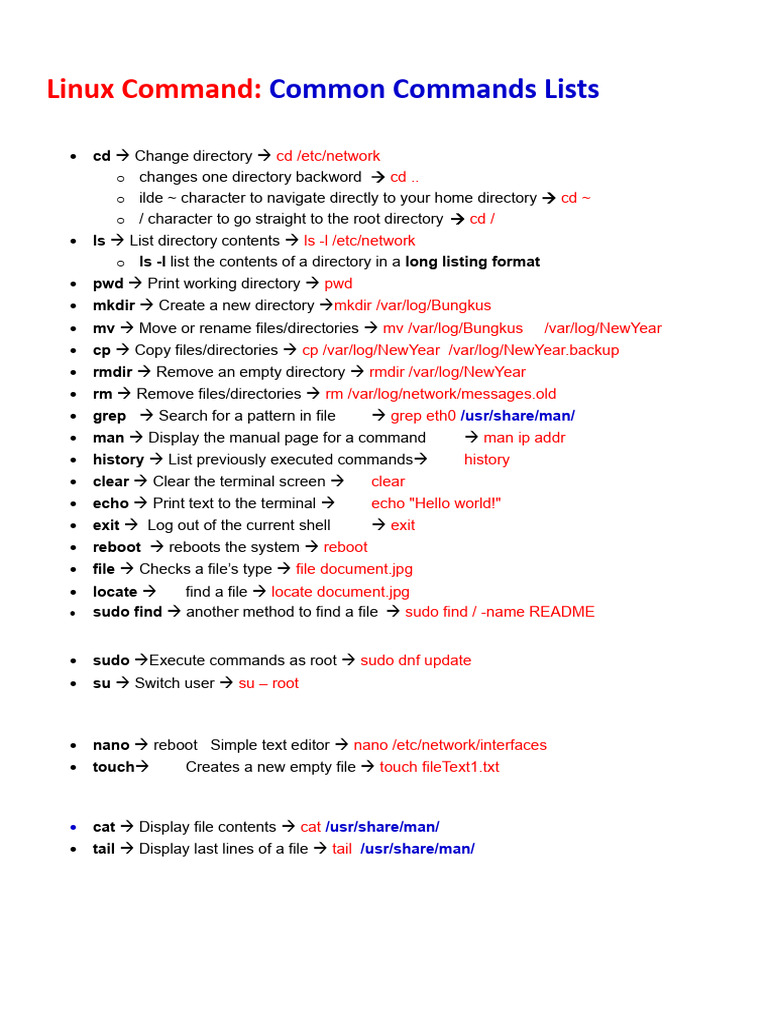 Lab 3a - Linux Command List - Student | PDF | Software | Software ...