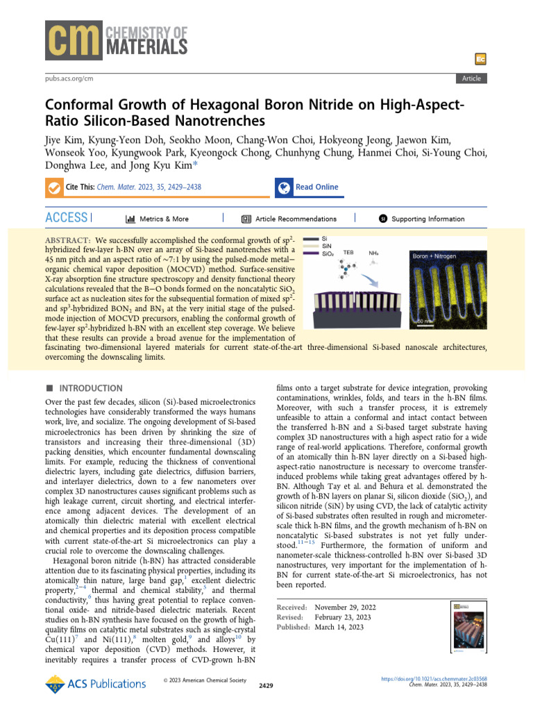 Conformal Growth of Hexagonal Boron Nitride On High Aspect Ratio ...