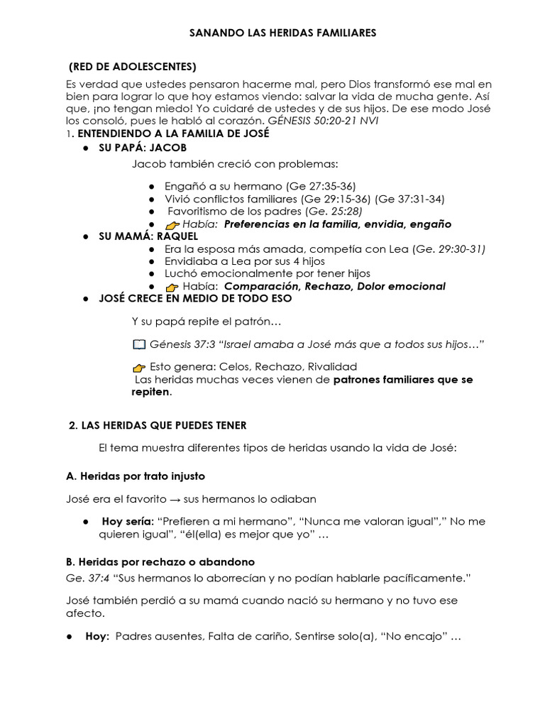 Sanando Las Heridas Familiares | PDF | Leah | Jacob