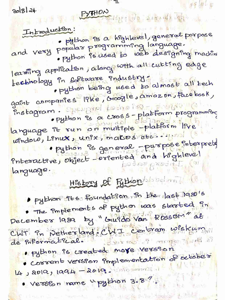 Python Notes Sarathi-1 | PDF
