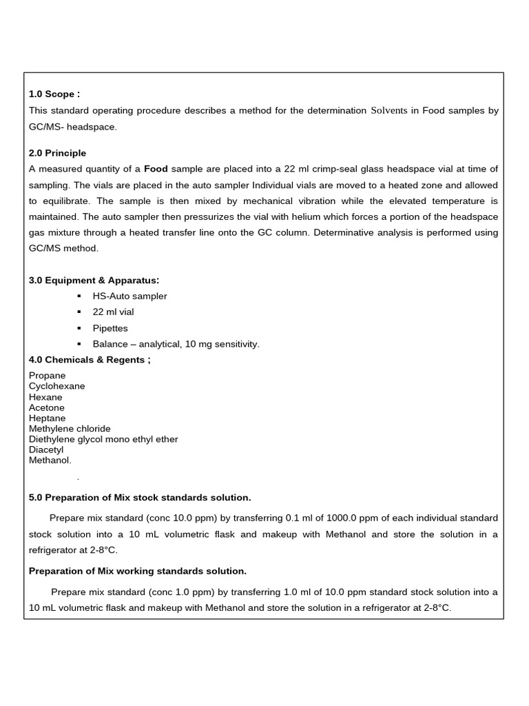Determination of Solvents | PDF | Chemistry | Analytical Chemistry