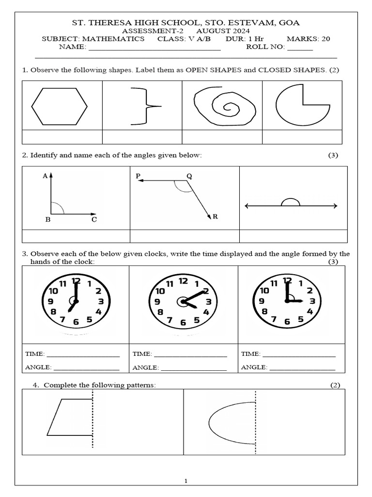 Class V Math Ass 2 Aug 2024 | PDF