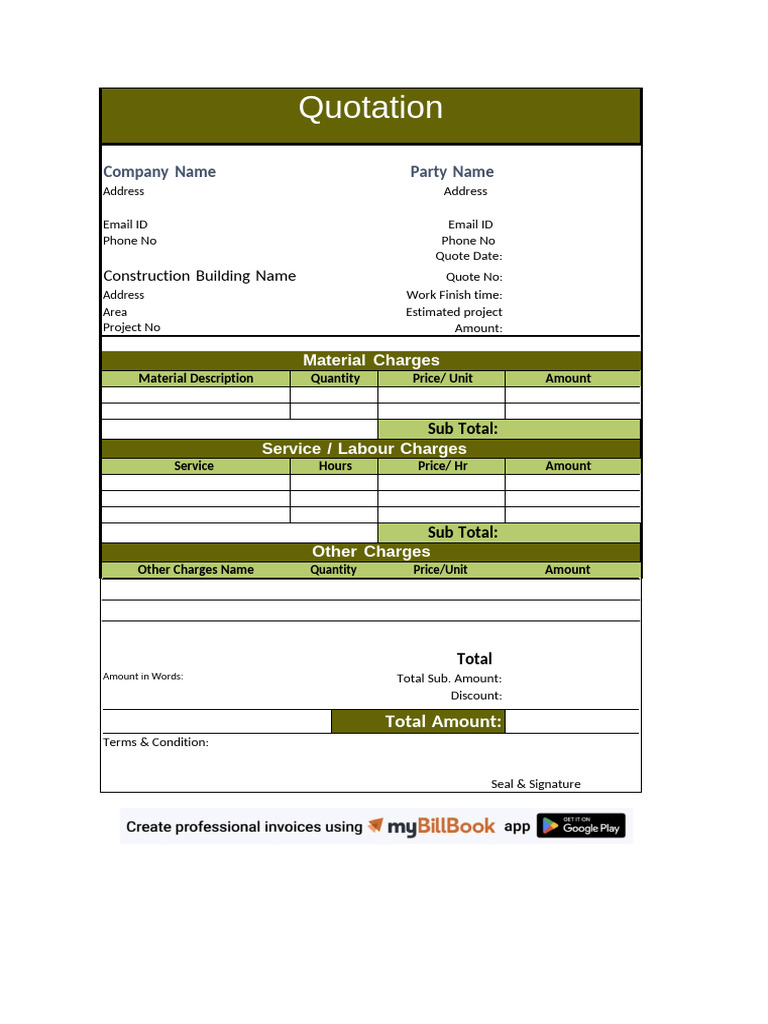 Construction Quotation Format | PDF