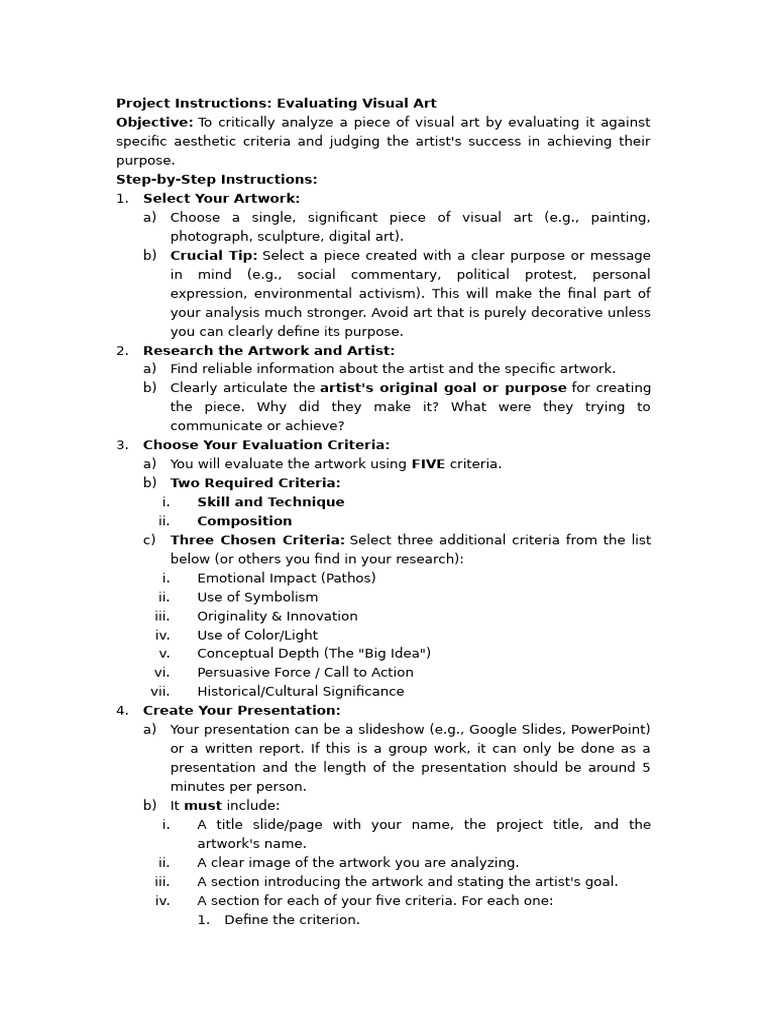 Unit 3 Project Instructions | PDF | Works Of Art | Aesthetics