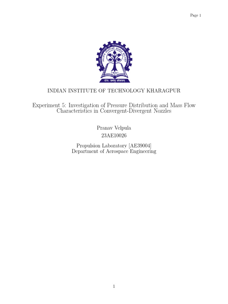 Pranav Velpula Prop Lab Exp5 | PDF | Nozzle | Flow Measurement
