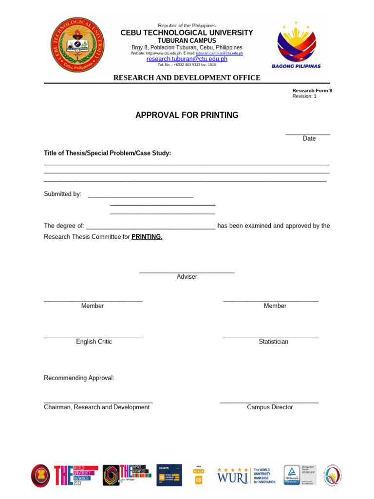 Approval For Printing Form 9 | PDF