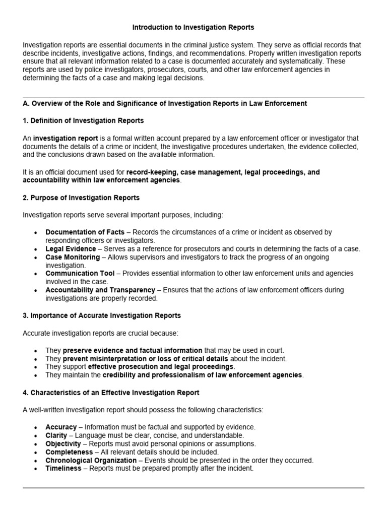 Introduction To Investigation Reports2026 | PDF | Prosecutor | Police