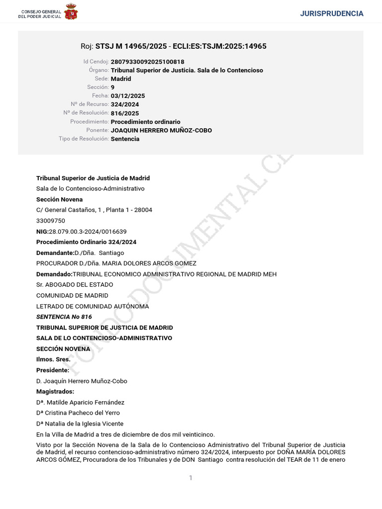 Stsj Madrid Ec | PDF | Sentencia (ley) | Caso de ley