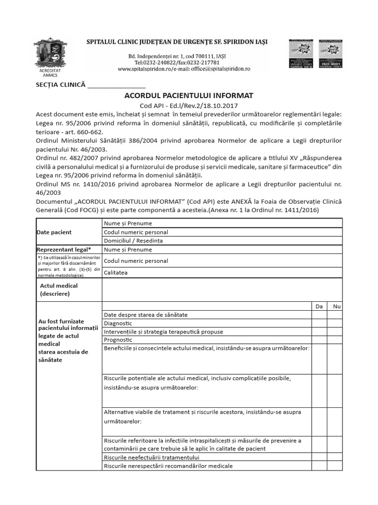 1-2 Acordul Pacientului Informat-FO Generala | PDF