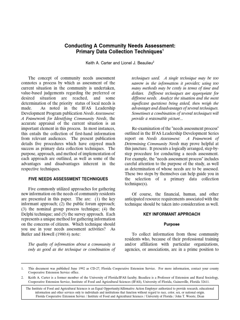 Conducting A Community Needs Assessment | PDF | Survey Methodology ...