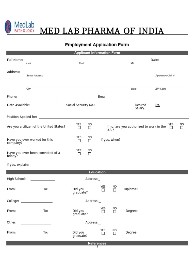 Permanent Job Application Form | PDF