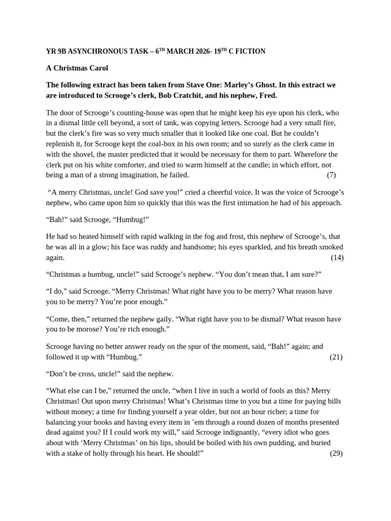 Yr 9b Asynchronous Task - 6th March 2026 - 19th C Fiction | PDF ...