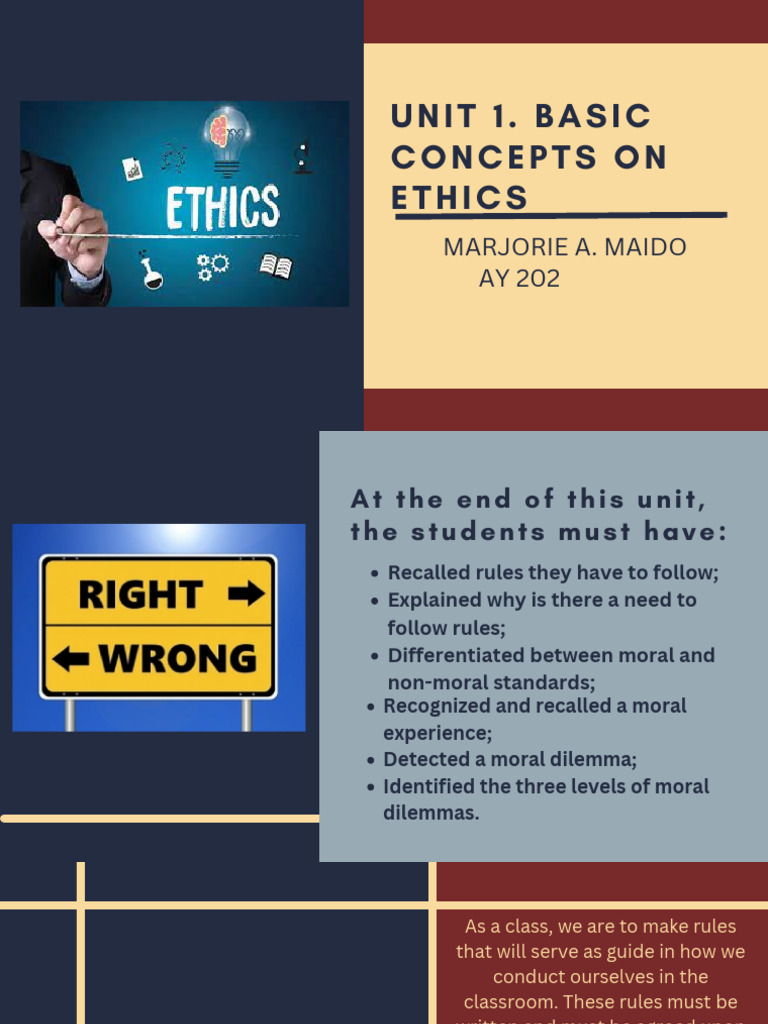 Unit 1. Basic Concepts On Ethics 2025 26 | PDF | Value (Ethics) | Morality