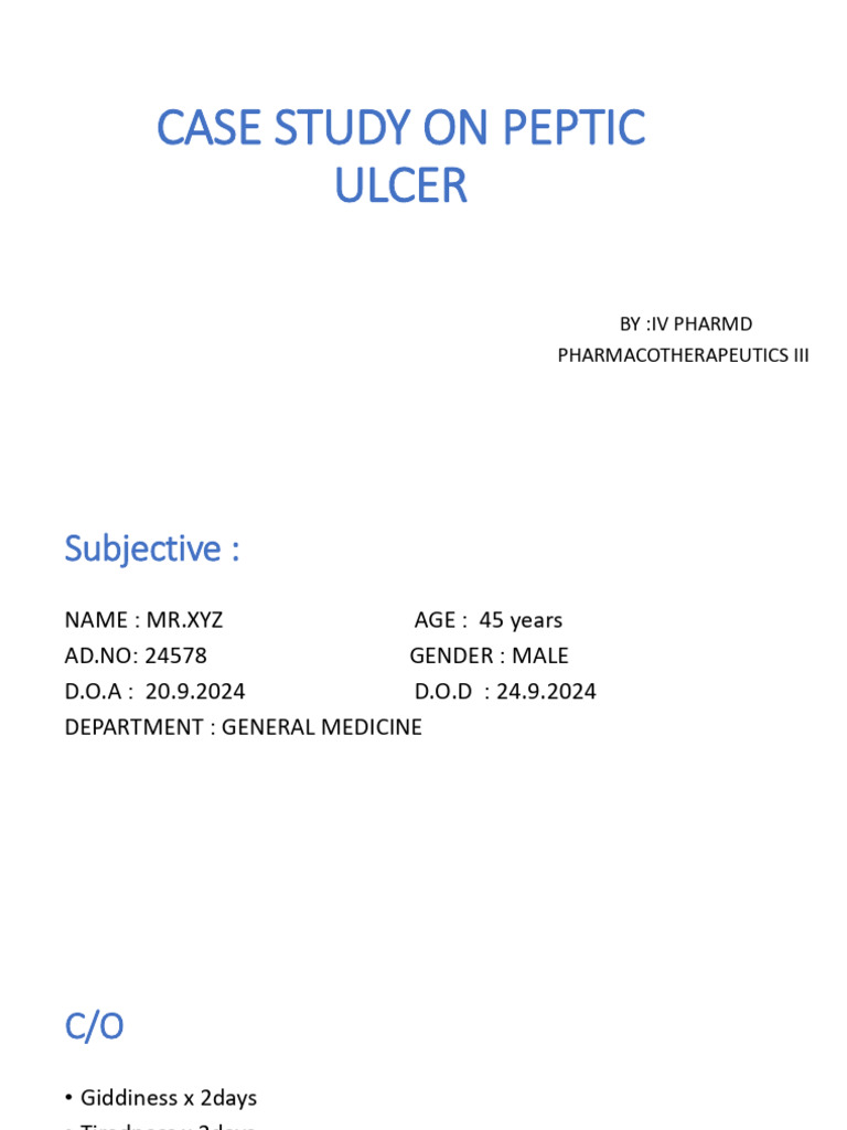 Case Study On Peptic Ulcer | PDF | Diseases And Disorders ...