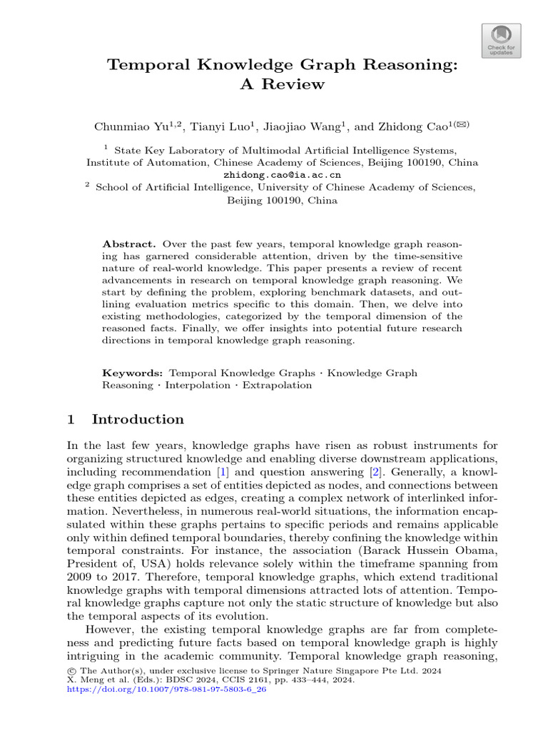 Temporal Knowledge Graph Reasoning A Review | PDF | Knowledge