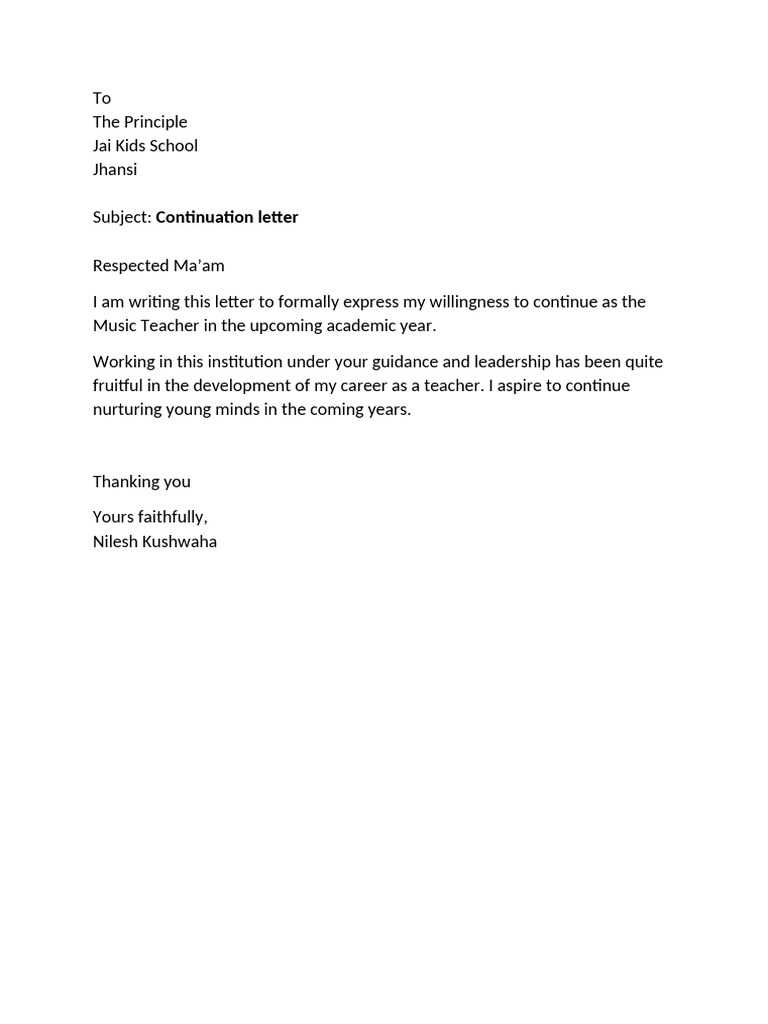 Contunation Letter | PDF
