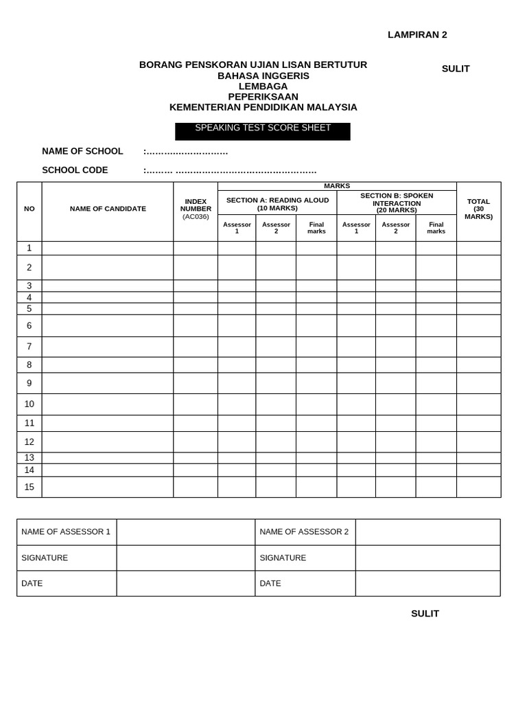 Pt3 Spekaing Test Judge Form | PDF