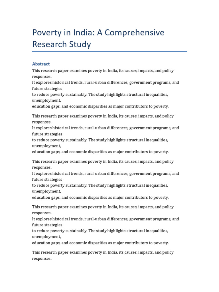 Poverty in India Research Paper | PDF | Poverty | Poverty & Homelessness
