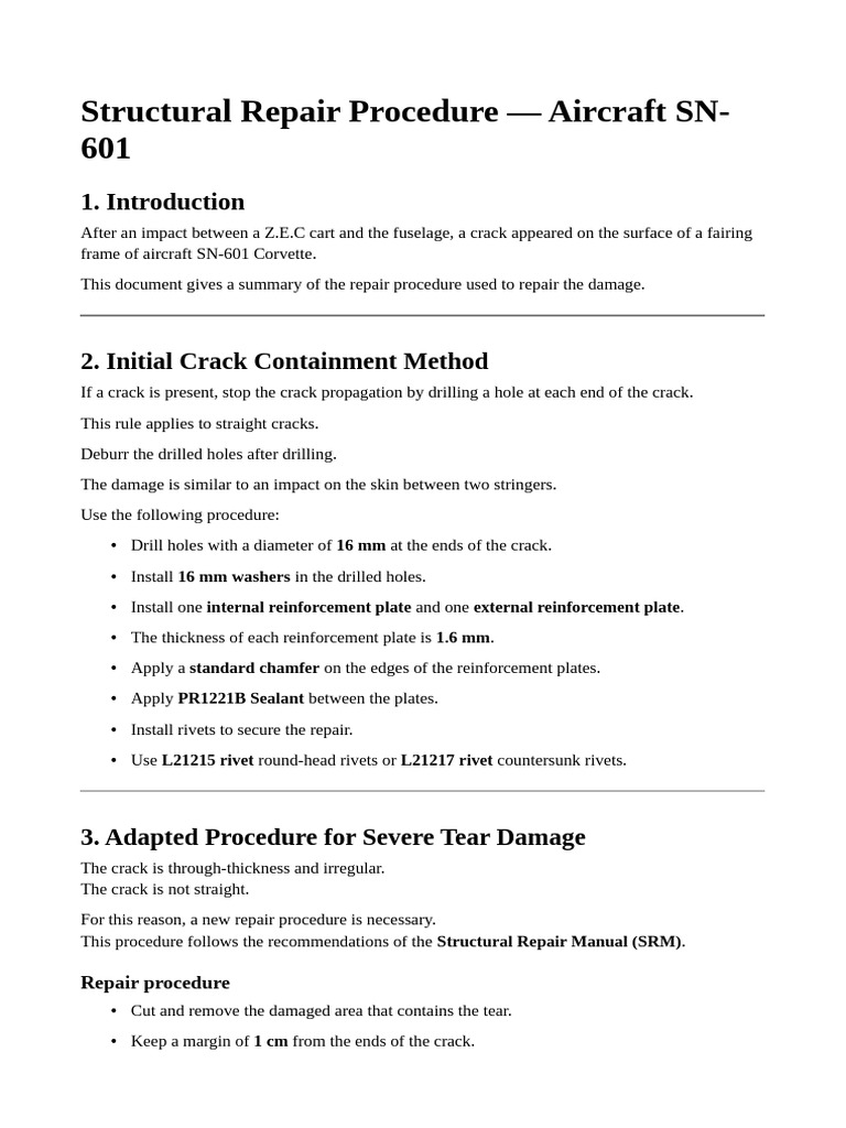 Structural Repair Procedure | PDF