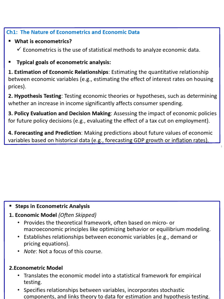 Ch1 (INTRO) Lecture Note | PDF | Econometrics | Economic Model