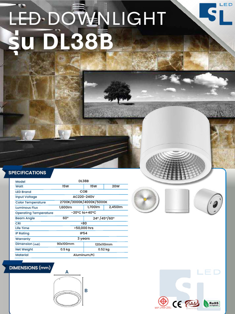SL Led Downlight Dl38b Series - Compressed | PDF