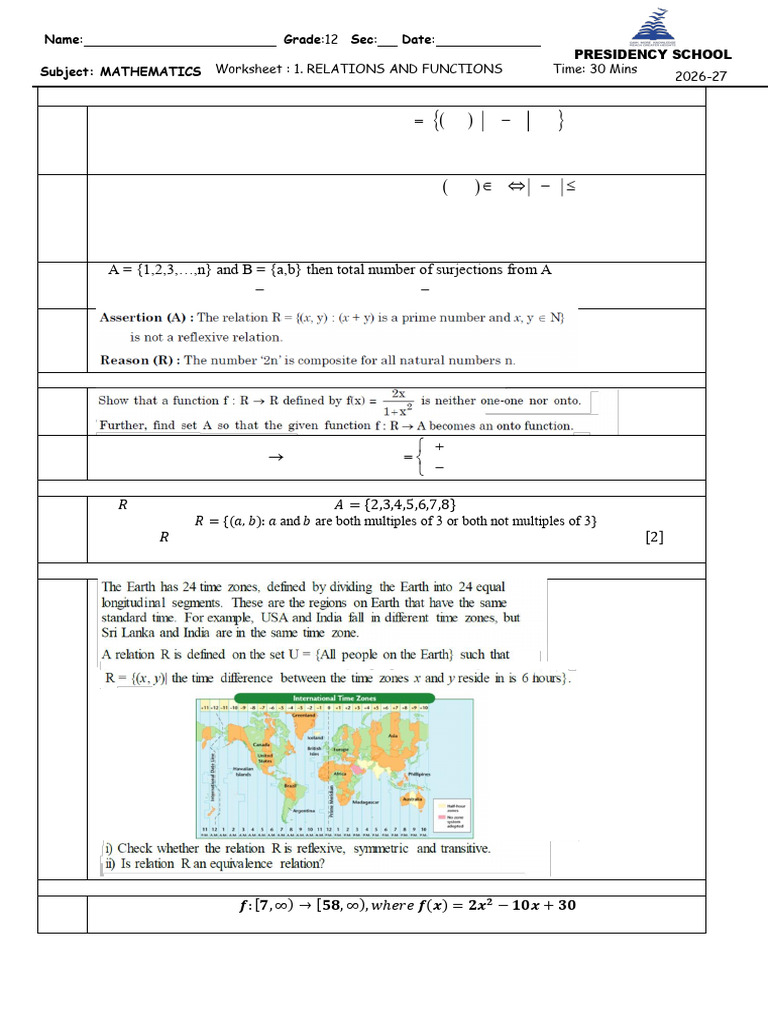 Ws - 1. Relations and Functions | PDF