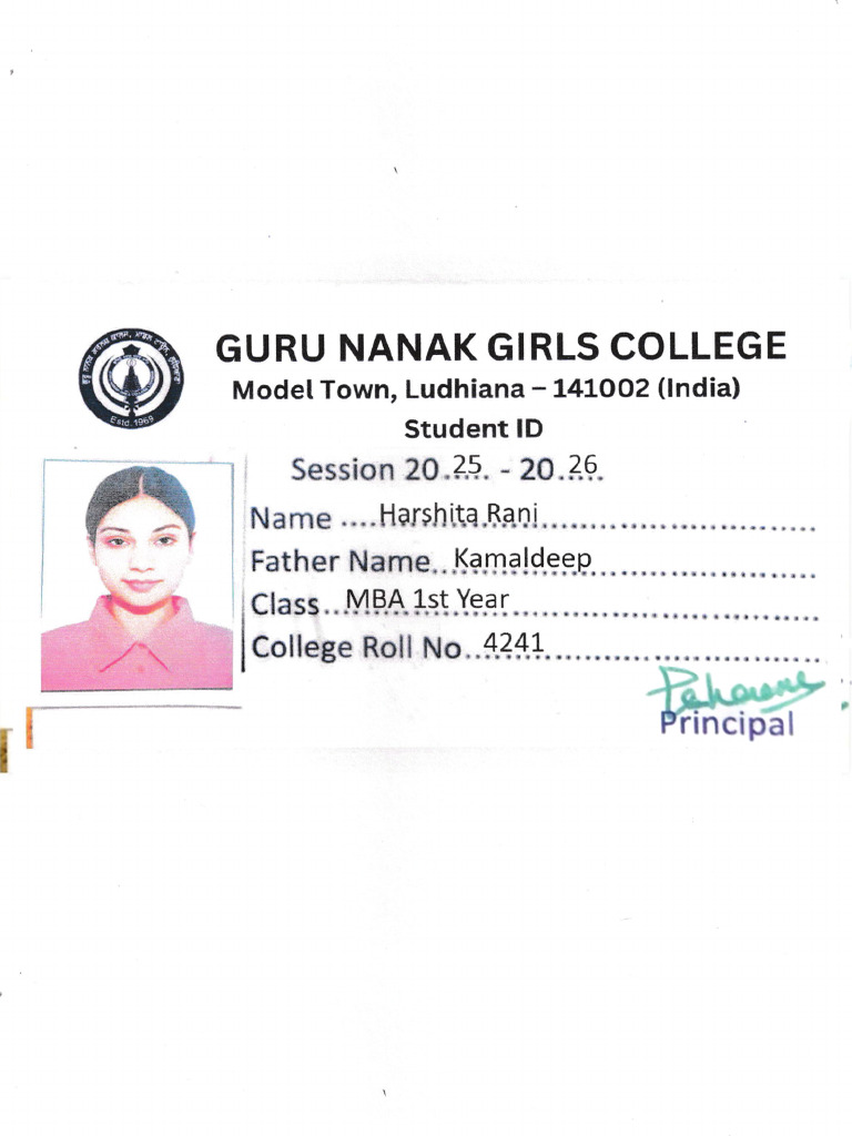 Harshita Rani Id Card | PDF