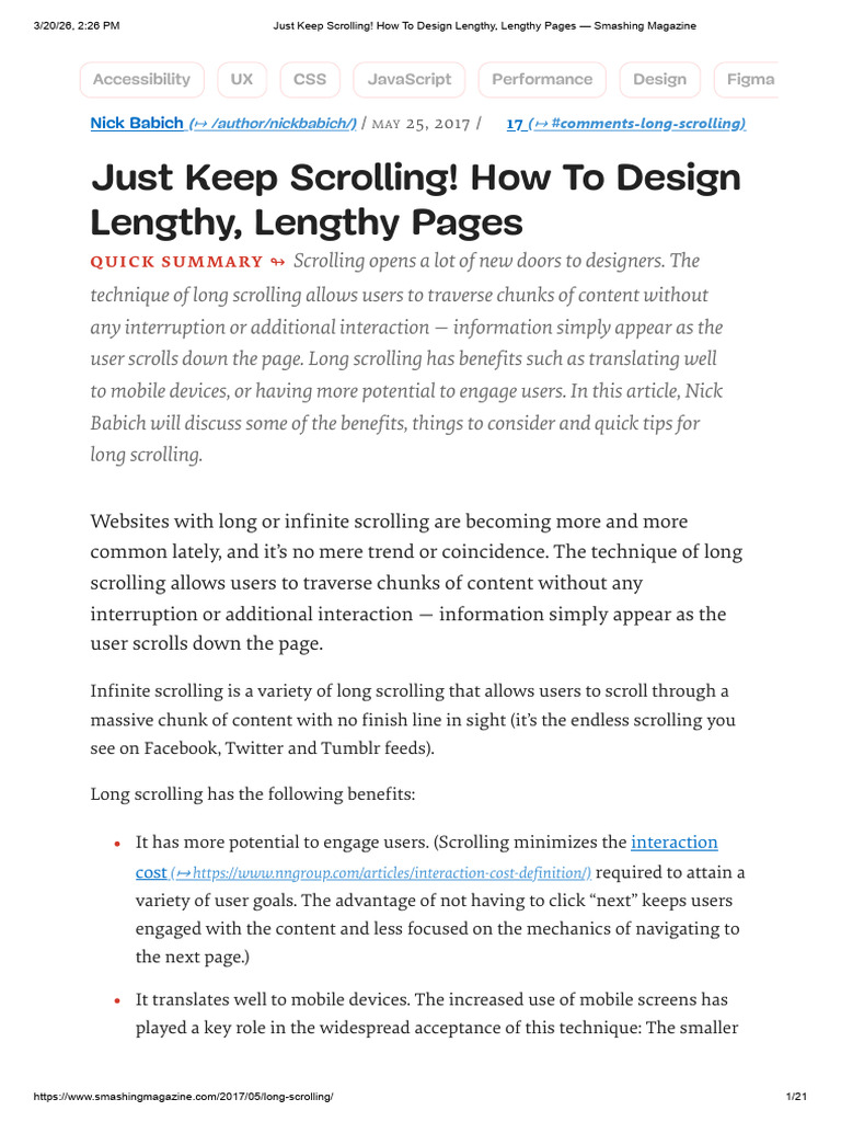 Just Keep Scrolling! How To Design Lengthy, Lengthy Pages - Smashing ...