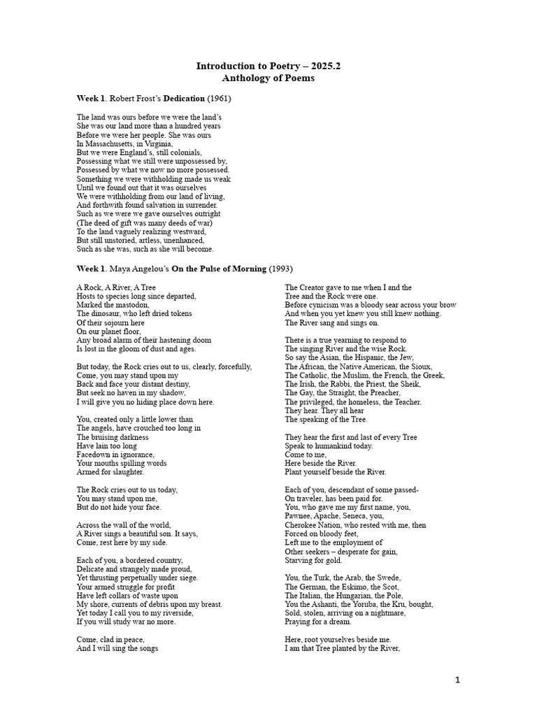 Anthology of Poems-Introduction To Poetry-2025 | PDF