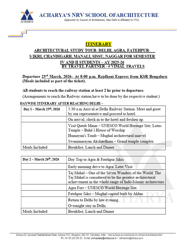 Study Tour - Itnerary and Declaration Form | PDF