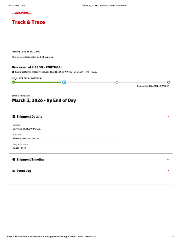 Tracking - DHL Proof of Transit Package | PDF