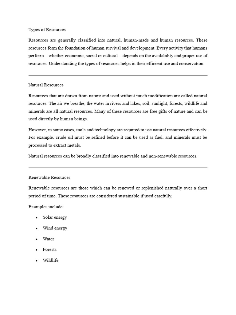 Types of Resources | PDF | Resource | Sustainability