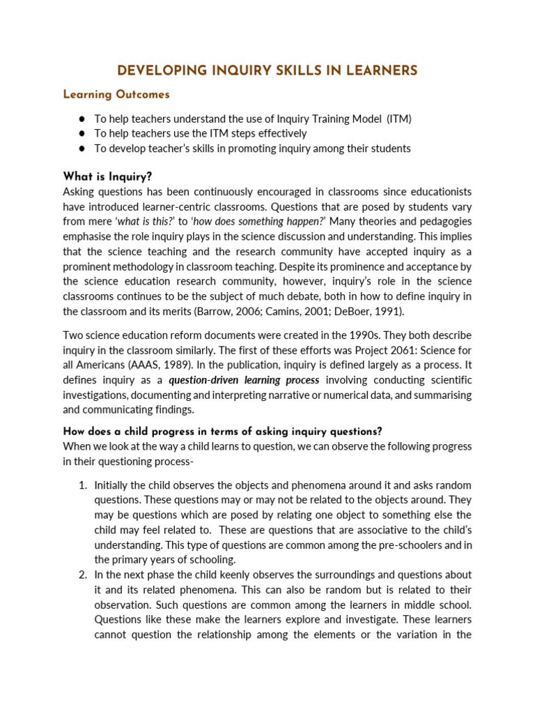 Inquiry Training Model | PDF | Learning | Curiosity