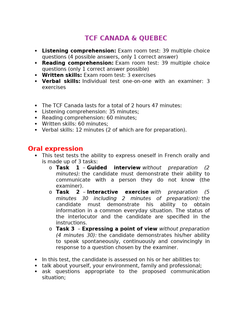 TCF Canada | PDF | Reading Comprehension | Multiple Choice