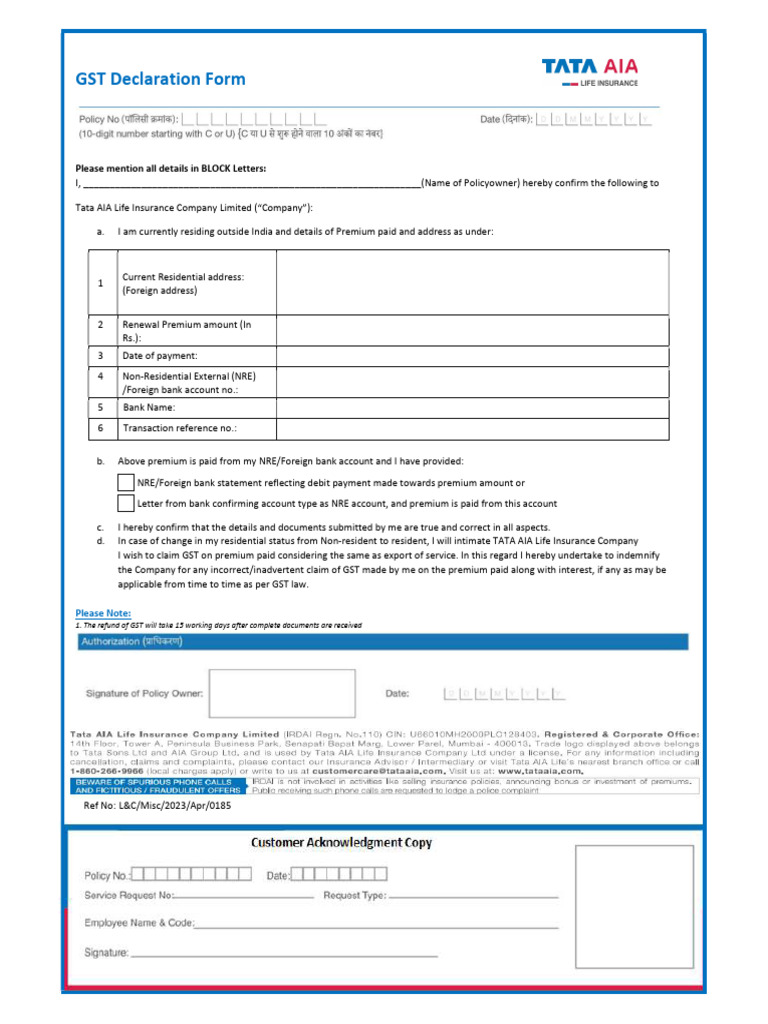 GST Exemption Declartion Form | PDF