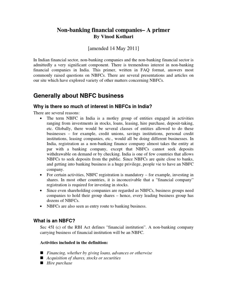 Understanding NBFCs in India | PDF | Money Laundering | Non Bank ...
