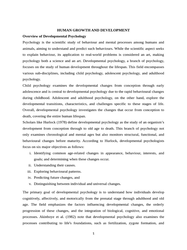 Human Growth and Development NOTES | PDF | Developmental Psychology ...