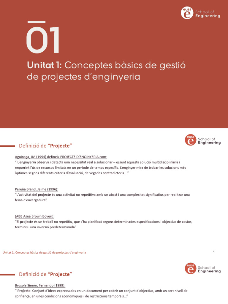 Unitat 1 Conceptes Bàsics de Gestió de Projectes Denginyeria | PDF