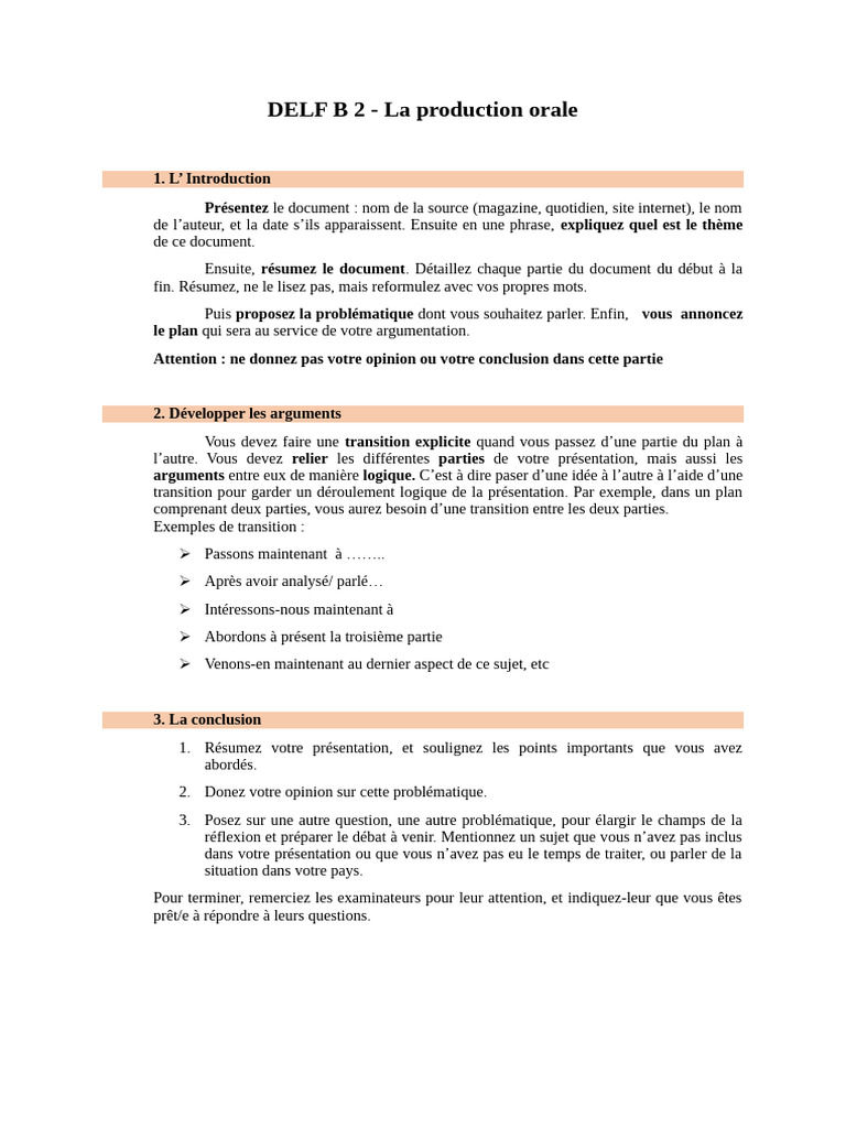 Delf B2 - La Production Orale | PDF | Sujet (Grammaire)