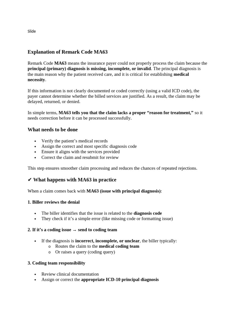Ma 63 Remark Codes Notes | PDF | Medical Diagnosis | Medicine